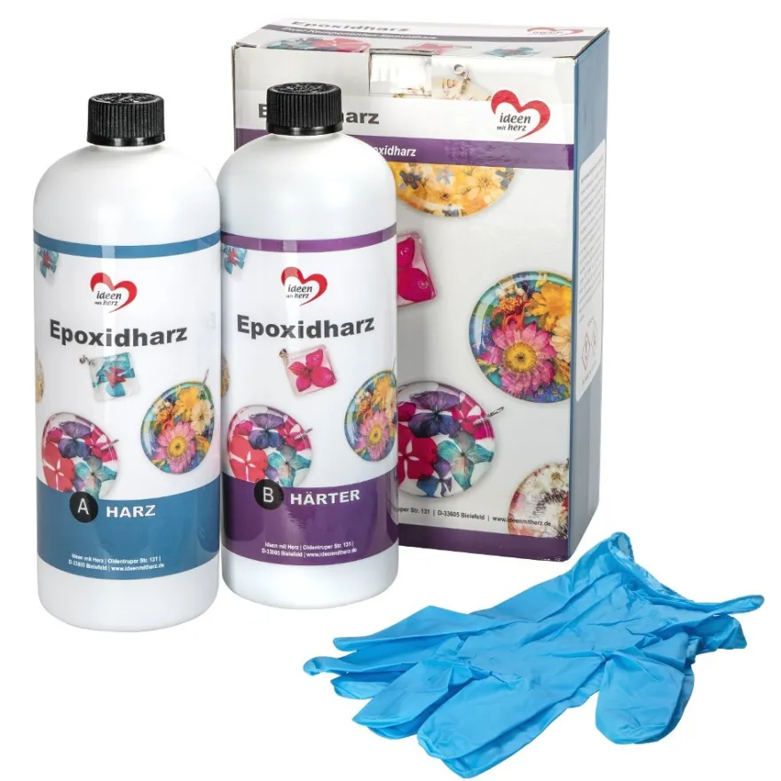 Epoxidharz, 1000ml Harz, 1000ml Härter, inkl. 1 Paar Einweghandschuhe