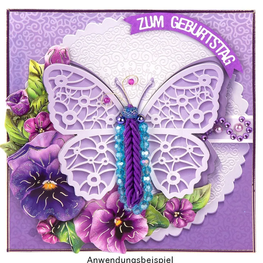 10er Grußkartenset Deluxe, Schmetterling, 16x16cm, inkl. Einleger