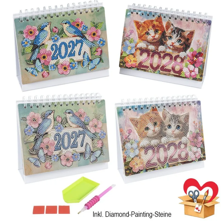 ExklusivBox: Diamond-Painting-Tischkalender für 2027 & 2028, 4-teilig