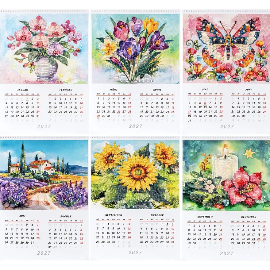 ExklusivBox: Diamond-Painting-Wandkalender für 2027 & 2028, 4-teilig