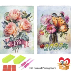 ExklusivBox: Diamond-Painting-Wandkalender für 2027 & 2028, 4-teilig