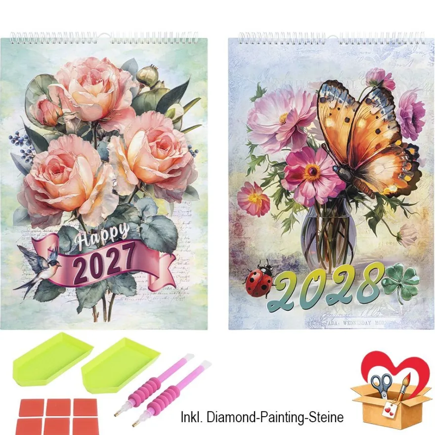 ExklusivBox: Diamond-Painting-Wandkalender für 2027 & 2028, 4-teilig