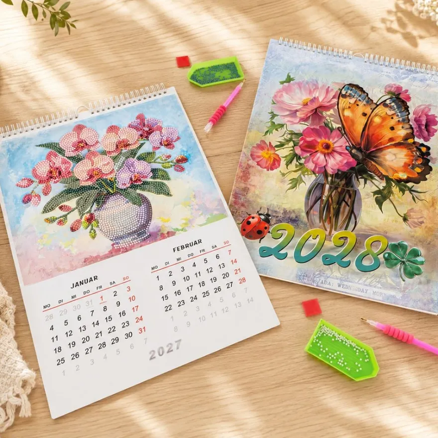 ExklusivBox: Diamond-Painting-Wandkalender für 2027 & 2028, 4-teilig