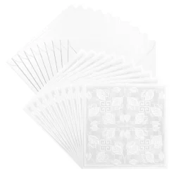 Exquisit-Grußkarten, Blatt-Design, geprägt, Perlmutt, 16cm x 16cm, inkl. Umschläge, 20-teilig