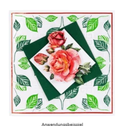 Exquisit-Grußkarten, Blatt-Design, geprägt, Perlmutt, 16cm x 16cm, inkl. Umschläge, 20-teilig