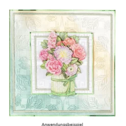 Exquisit-Grußkarten, Blatt-Design, geprägt, Perlmutt, 16cm x 16cm, inkl. Umschläge, 20-teilig