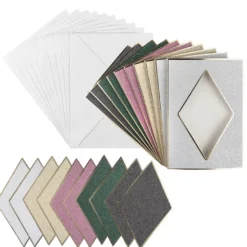 3-Fach-Grußkarten, Passepartout, Raute, B6, 5 versch. Farben, inkl. Umschläge, 10 Stück