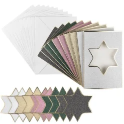 3-Fach-Grußkarten, Passepartout, Stern, B6, 5 versch. Farben, inkl. Umschläge, 10 Stück
