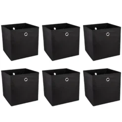 Faltbare Aufbewahrungsboxen, 30cm x 30cm x 30cm, schwarz, 6 Stück