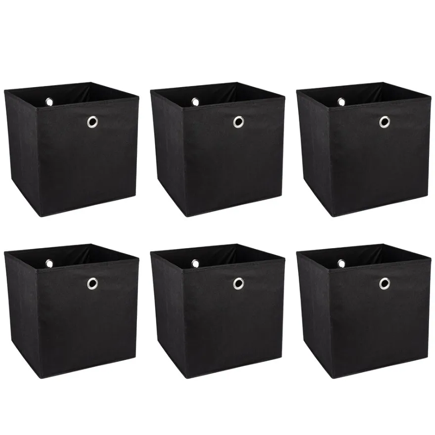 Faltbare Aufbewahrungsboxen, 30cm x 30cm x 30cm, schwarz, 6 Stück