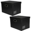 Faltbare Aufbewahrungsboxen mit Deckel, schwarz, Lederoptik, 42cm x 30cm x 29cm, 2 Stück