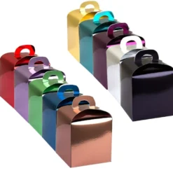 Faltboxen, geklebt, 10 cm x 10 cm x 10 cm, Spiegelkarton, verschiedene Farben, 10 Stück