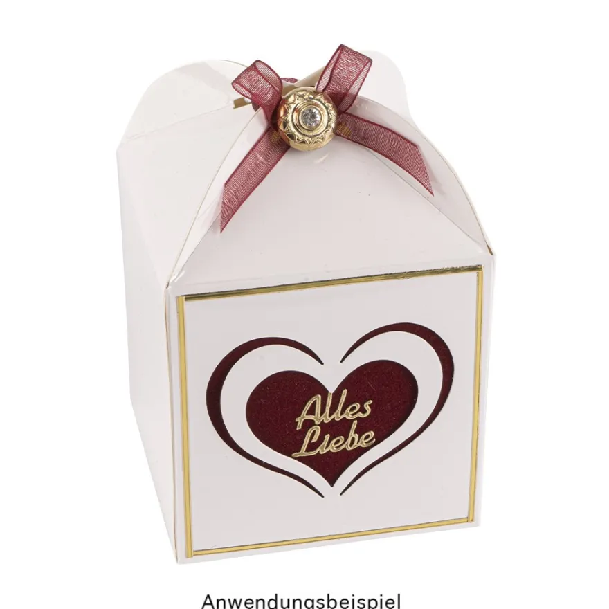 Faltboxen Herz, 250g/m², 7,2cm x 7,2cm x 10cm, versch. Farben & Papiere, 10 Stück