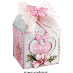 Faltboxen Herz, 250g/m², 7,2cm x 7,2cm x 10cm, versch. Farben & Papiere, 10 Stück