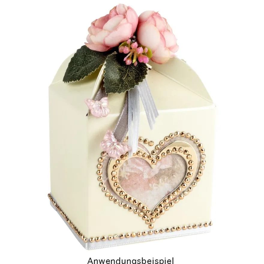Faltboxen Herz, 250g/m², 7,2cm x 7,2cm x 10cm, versch. Farben & Papiere, 10 Stück