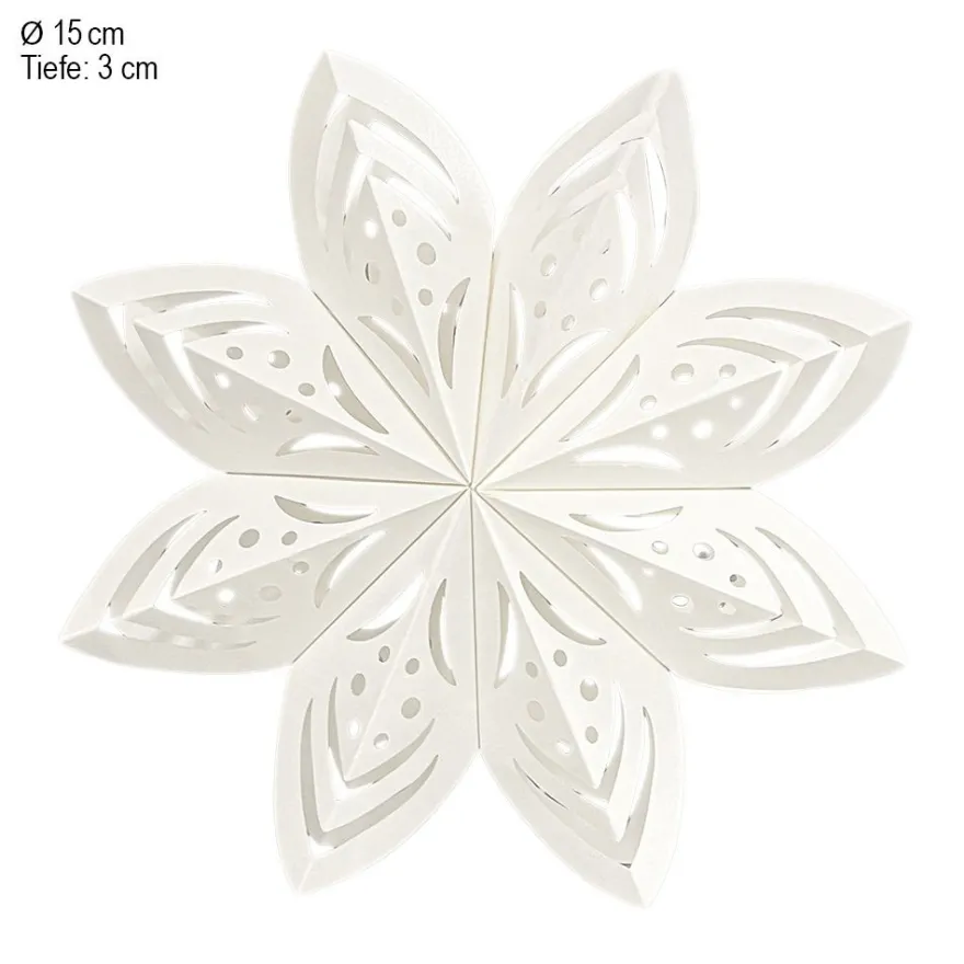 Faltelemente, Sternenblüte 1, für 5 Sternenblüten, Perlmuttpapier, creme, 120g/m², 40 Stück
