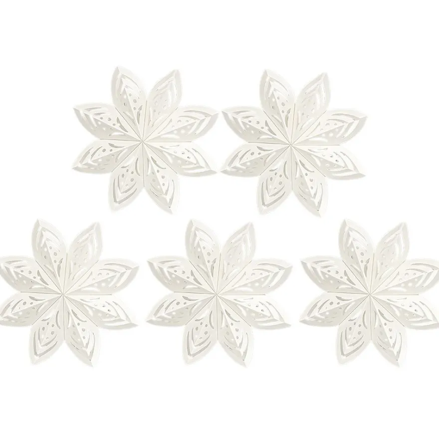 Faltelemente, Sternenblüte 1, für 5 Sternenblüten, Perlmuttpapier, creme, 120g/m², 40 Stück