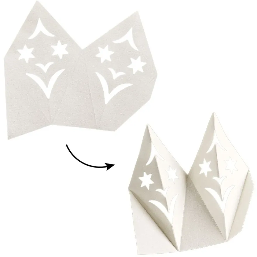Faltelemente, Sternenblüte 2, für 5 Sternenblüten, Perlmuttpapier, creme, 120g/m², 40 Stück
