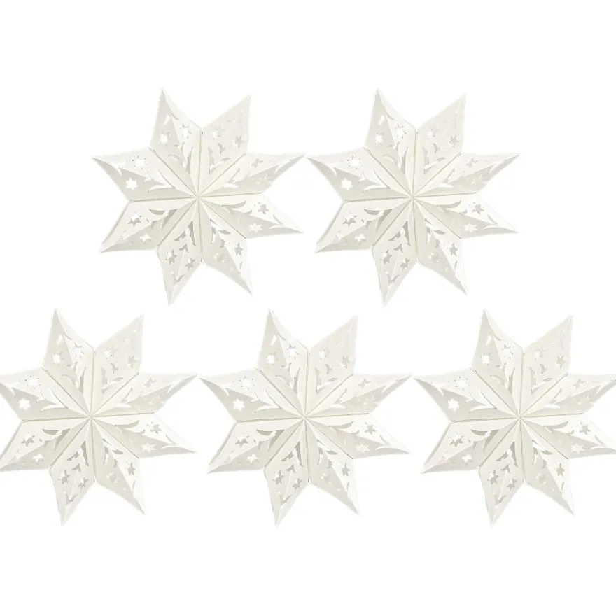 Faltelemente, Sternenblüte 2, für 5 Sternenblüten, Perlmuttpapier, creme, 120g/m², 40 Stück