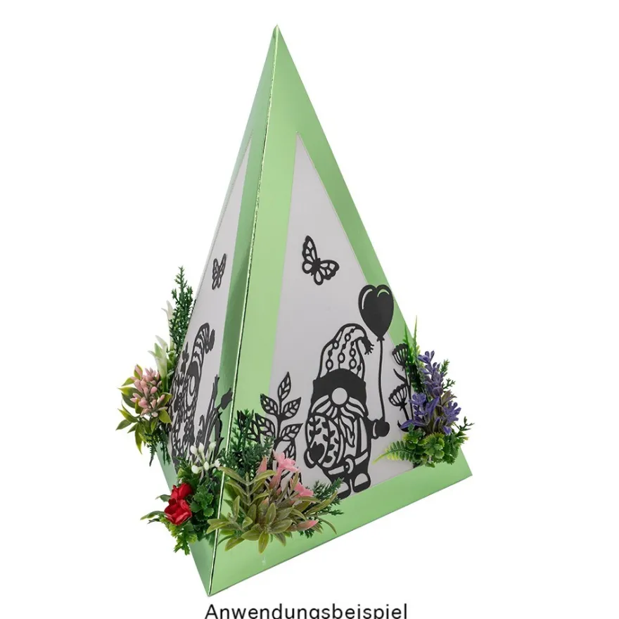 Falt-Laternen, Pyramide, 280g/m², 27,5cm x 18,5cm x 21cm, grün, 3 Stück