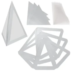 Falt-Laternen, Pyramide, 280g/m², 27,5cm x 18,5cm x 21cm, silber, 3 Stück