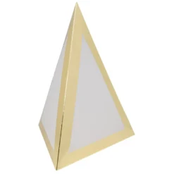 Falt-Laternen, Pyramide, 280g/m², 27,5cm x 18,5cm x 21cm, gold, 3 Stück