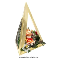 Falt-Laternen, Pyramide, 280g/m², 27,5cm x 18,5cm x 21cm, gold, 3 Stück