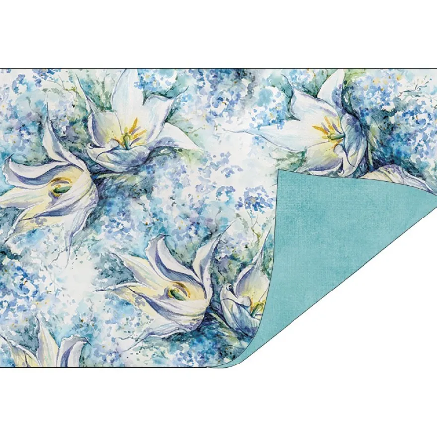 Faltpapiere, Duo-Design 42, 10cm x 15cm, Blüten/blau, 50 Stück