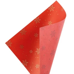 Faltpapiere, transparent, Eiskristalle, 15cm x 15cm, 110 g/m², rot/gold, 100 Stück