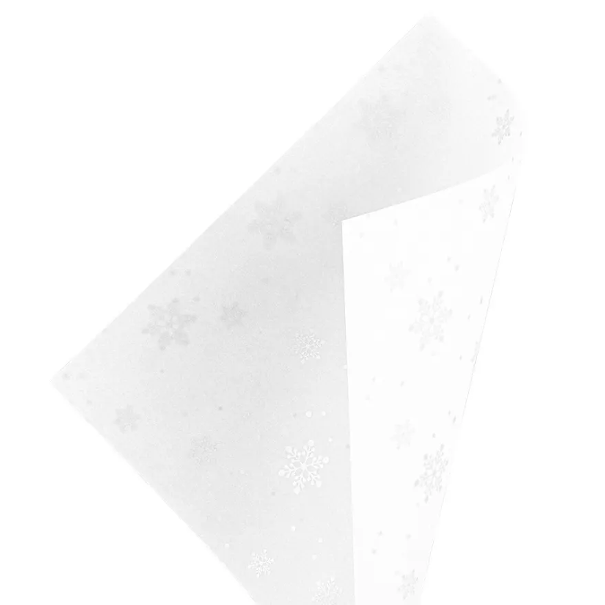 Faltpapiere, transparent, Eiskristalle, 10cm x 10cm, 110 g/m², weiß/silber, 100 Stück