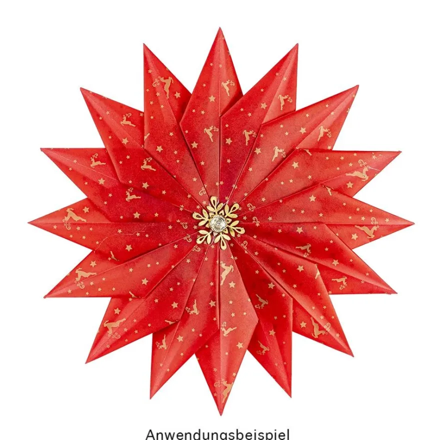 Faltpapiere, transparent, Hirsche, 15cm x 15cm, 110 g/m², rot/gold, 100 Stück