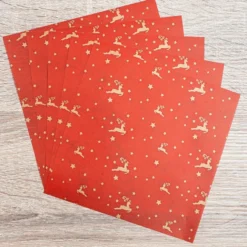 Faltpapiere, transparent, Hirsche, 15cm x 15cm, 110 g/m², rot/gold, 100 Stück