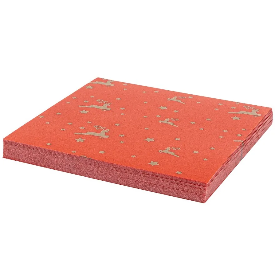 Faltpapiere, transparent, Hirsche, 10cm x 10cm, 110 g/m², rot/gold, 100 Stück