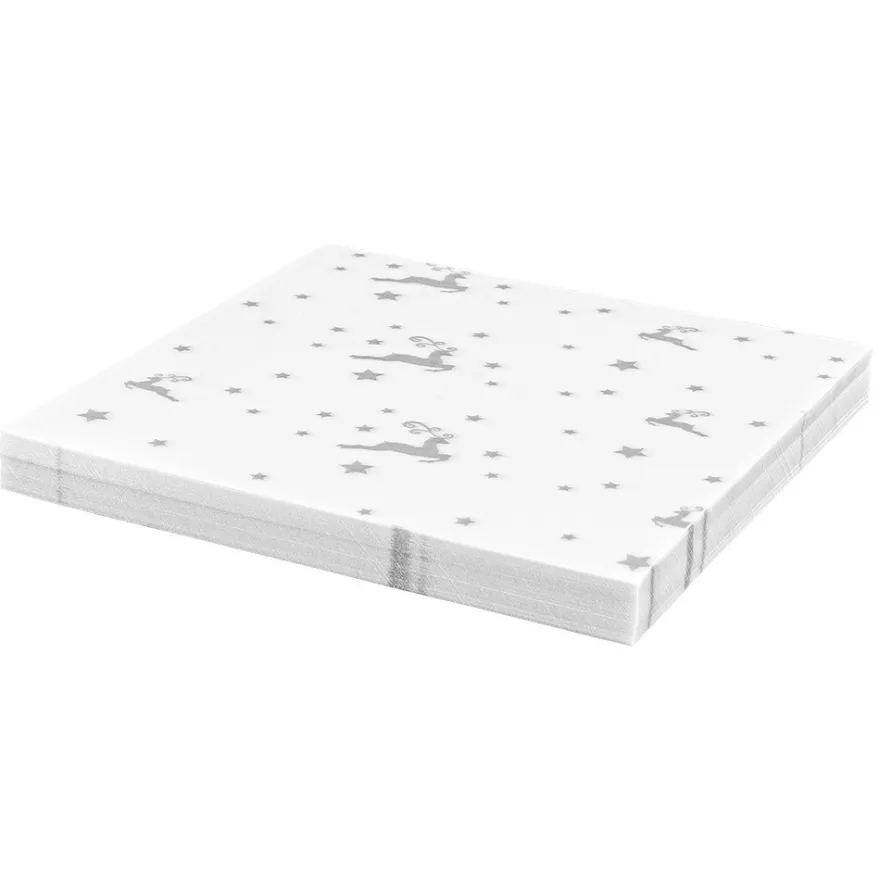 Faltpapiere, transparent, Hirsche, 10cm x 10cm, 110 g/m², weiß/silber, 100 Stück