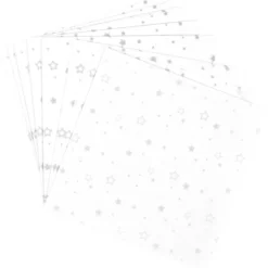 Faltpapiere, transparent, Sterne, 15cm x 15cm, 110 g/m², weiß/silber, 100 Stück