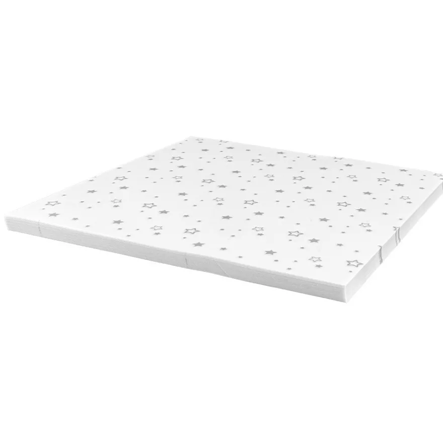 Faltpapiere, transparent, Sterne, 20cm x 20cm, 110 g/m², weiß/silber, 100 Stück