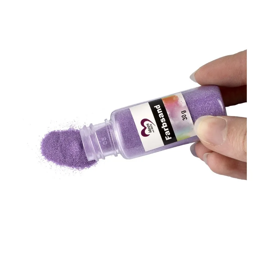 Farbsand fein, 12 Flaschen mit je 30g, 12 verschiedene Farben