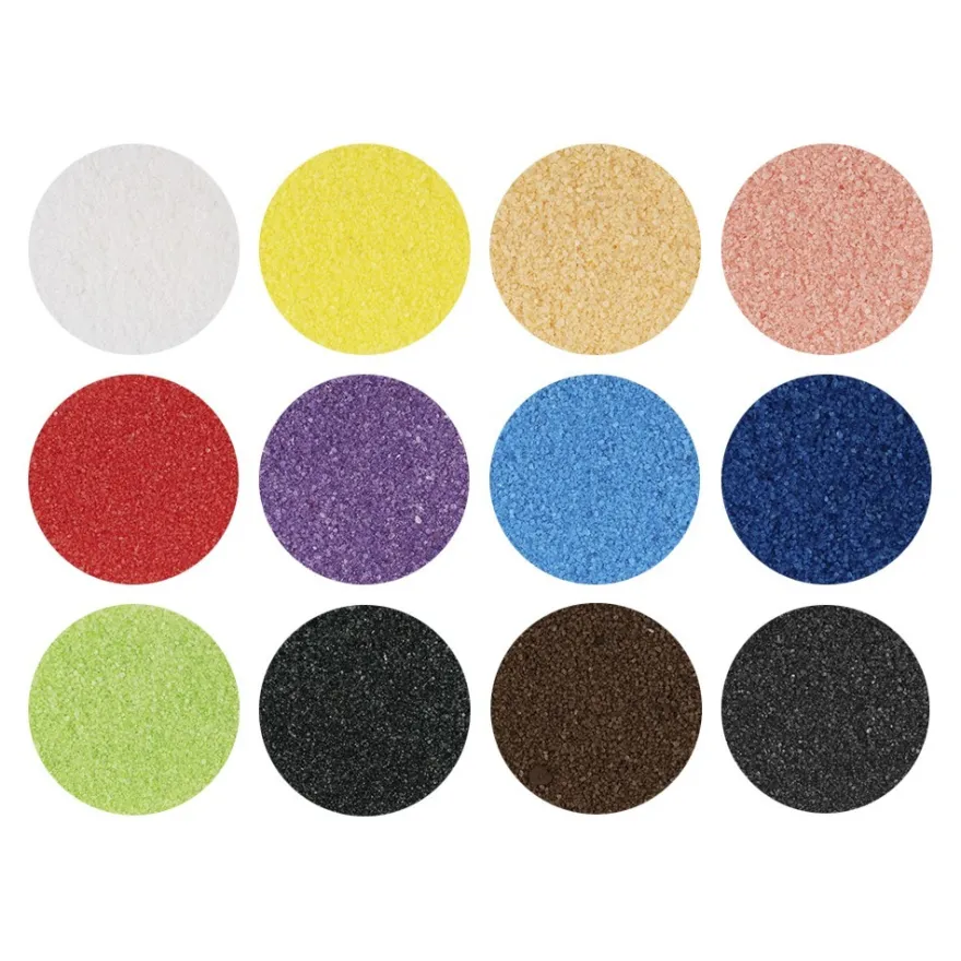 Farbsand fein, 12 Flaschen mit je 30g, 12 verschiedene Farben