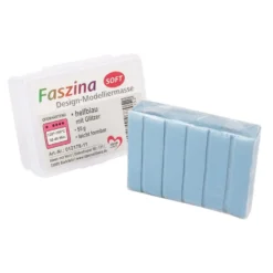 Faszina Soft, Design-Modelliermasse, hellblau mit Glitzer, 55g, leicht formbar, ofenhärtend