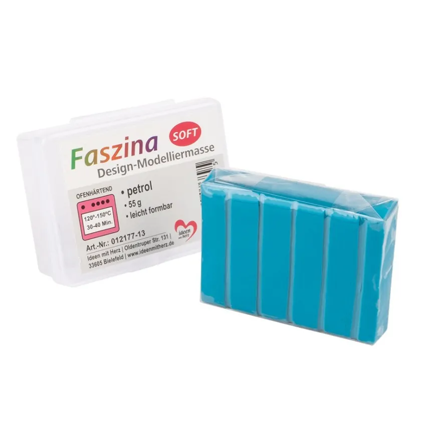 Faszina Soft, Design-Modelliermasse, petrol, 55 g, leicht formbar, ofenhärtend