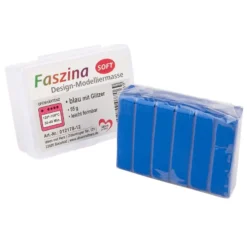 Faszina Soft, Design-Modelliermasse, blau mit Glitzer, 55g, leicht formbar, ofenhärtend