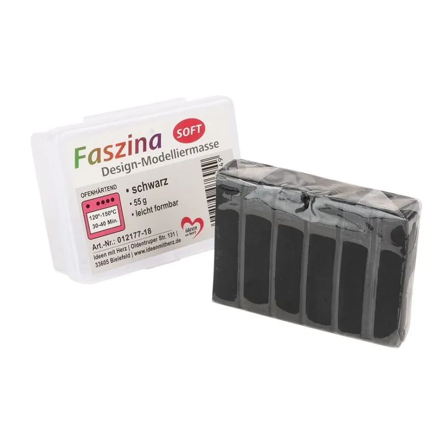 Faszina Soft, Design-Modelliermasse, schwarz, 55g, leicht formbar, ofenhärtend