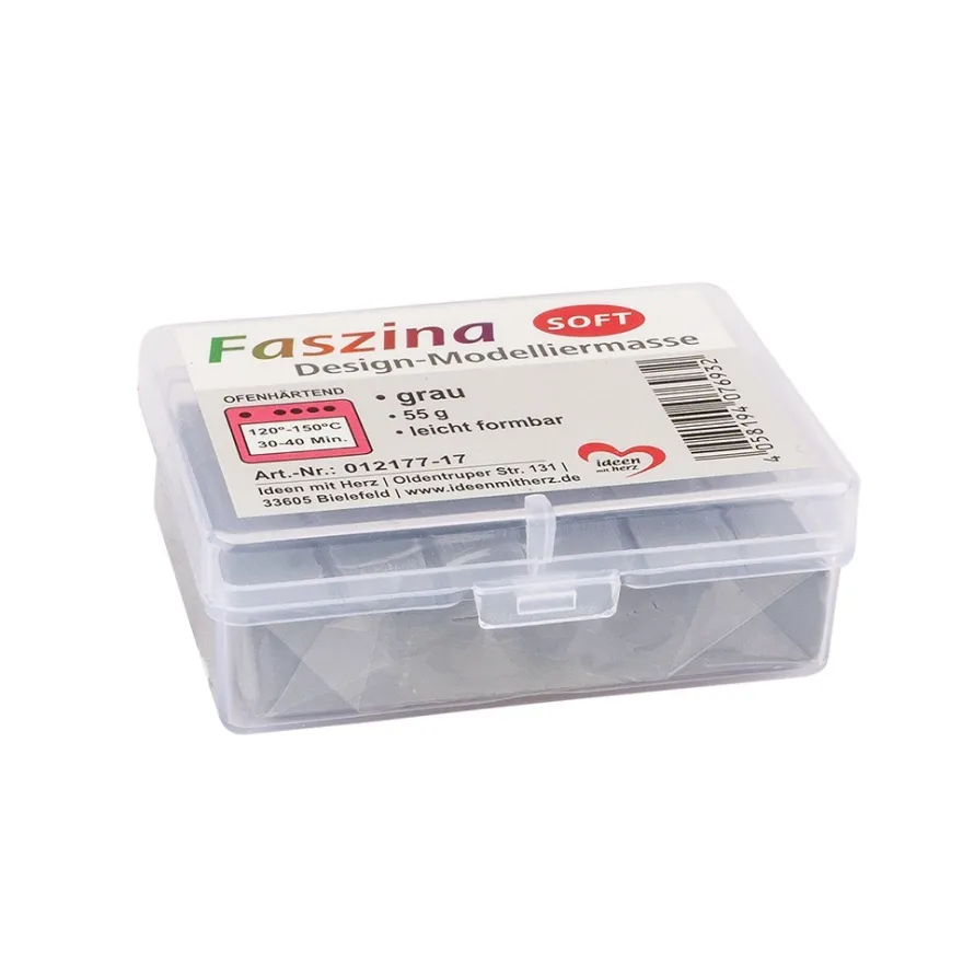 Faszina Soft, Design-Modelliermasse, grau, 55g, leicht formbar, ofenhärtend
