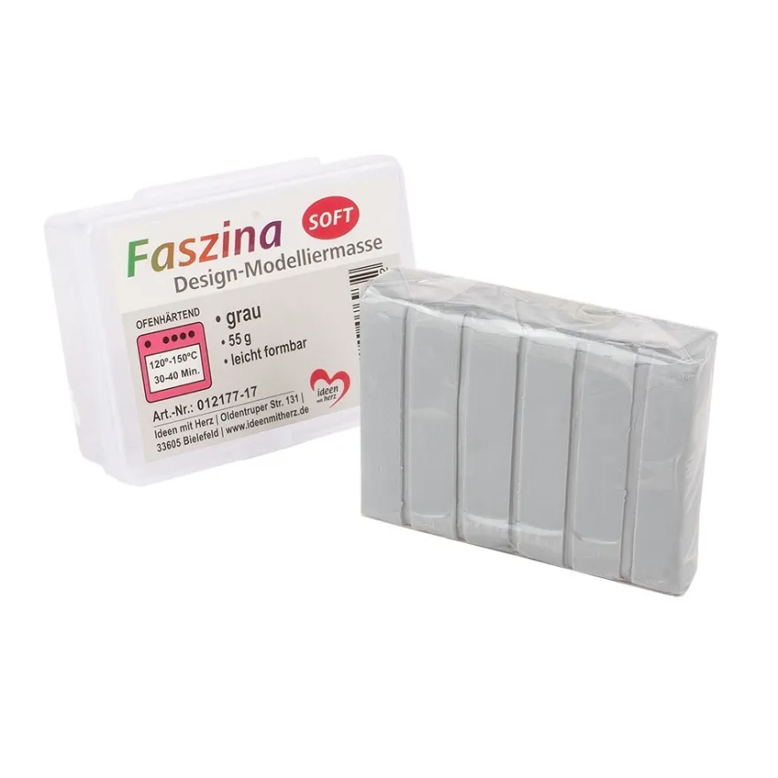 Faszina Soft, Design-Modelliermasse, grau, 55g, leicht formbar, ofenhärtend