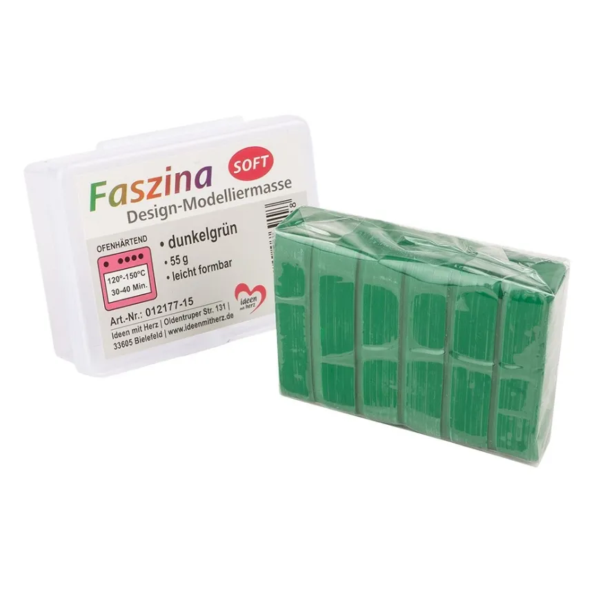 Faszina Soft, Design-Modelliermasse, dunkelgrün, 55g, leicht formbar, ofenhärtend
