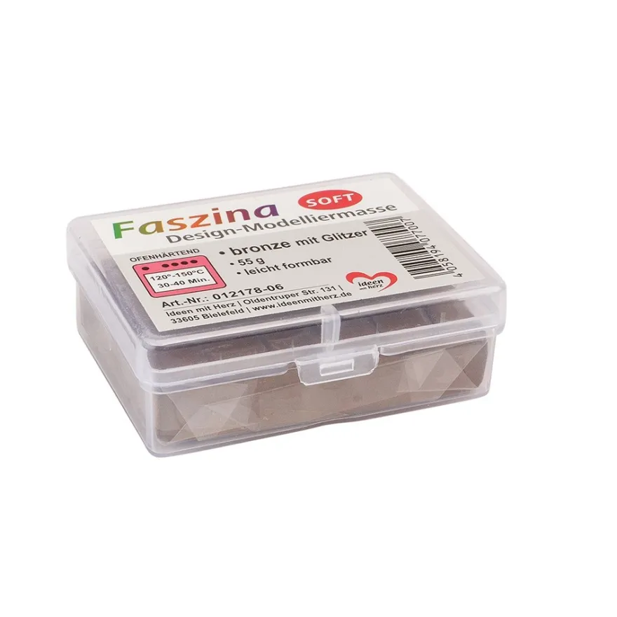 Faszina Soft, Design-Modelliermasse, bronze mit Glitzer, 55g, leicht formbar, ofenhärtend