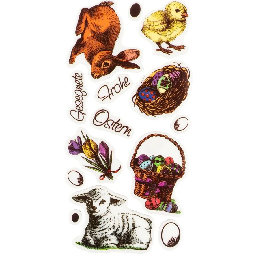 Feinkontur-Stempel, einzelne Motive auf Trägerfolie, Ostern