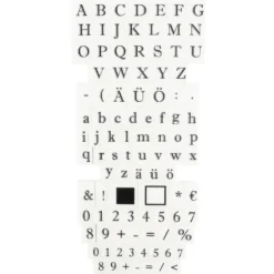 Feinkontur-Stempel, einzelne Motive auf Trägerfolie, Alphabet