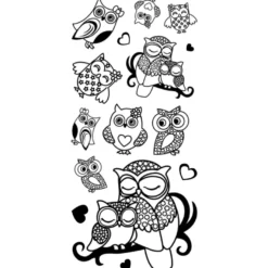 Feinkontur-Stempel, einzelne Motive auf Trägerfolie, Eulen