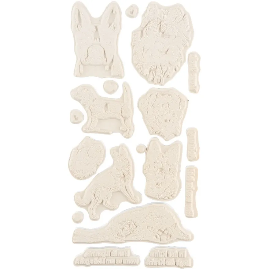Feinkontur-Stempel, einzelne Motive auf Trägerfolie, Hunde